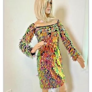 Sparkling, Multi-colored Petal Embellished Bodycon Dress - Size S RRP-150$. #3